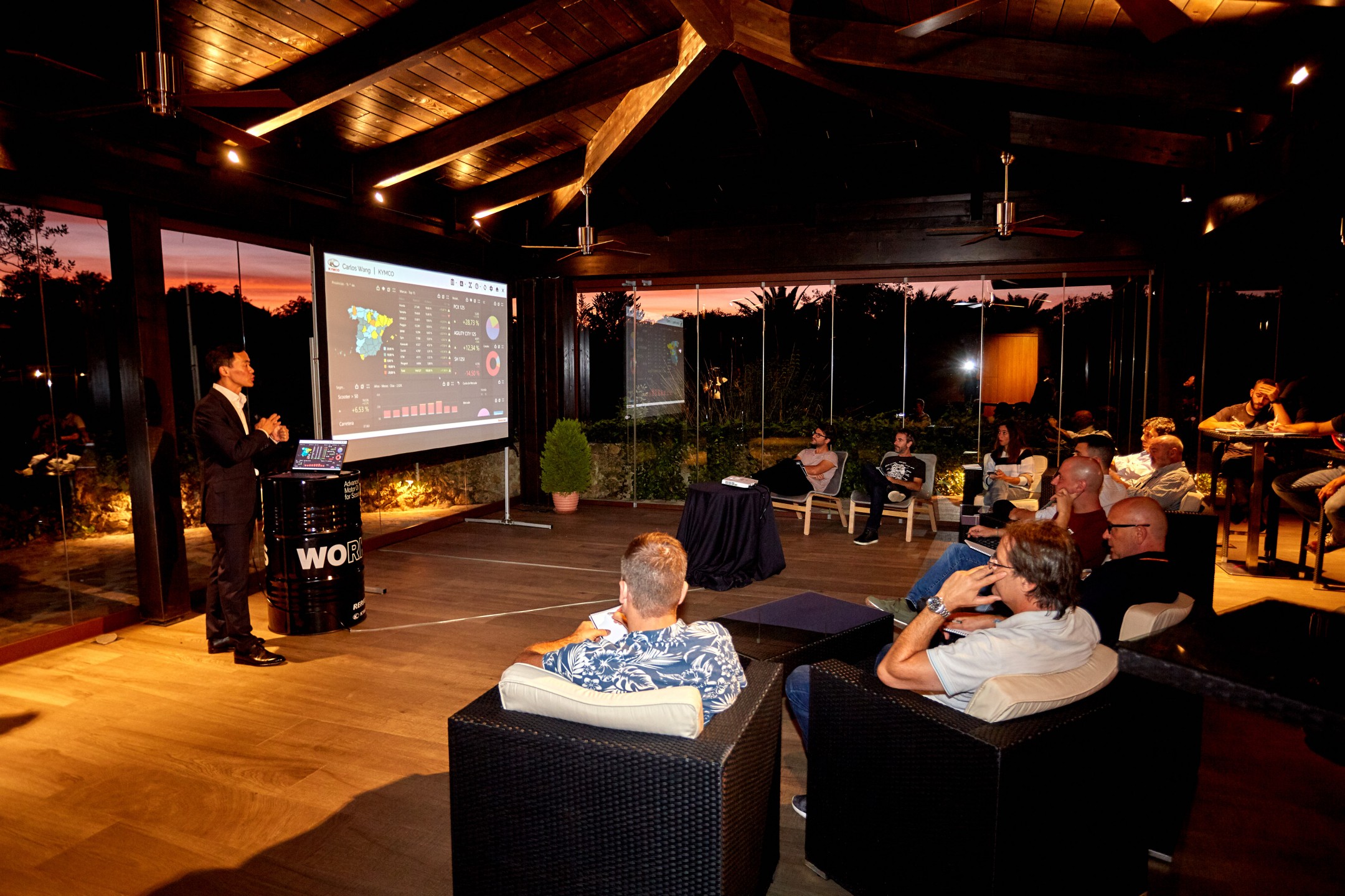 Carlos Wang, director general de KYMCO España, en la rueda de prensa de la Presentación del Xciting S 400, Loja (Granada), 22 de julio 2019. KYMCO España