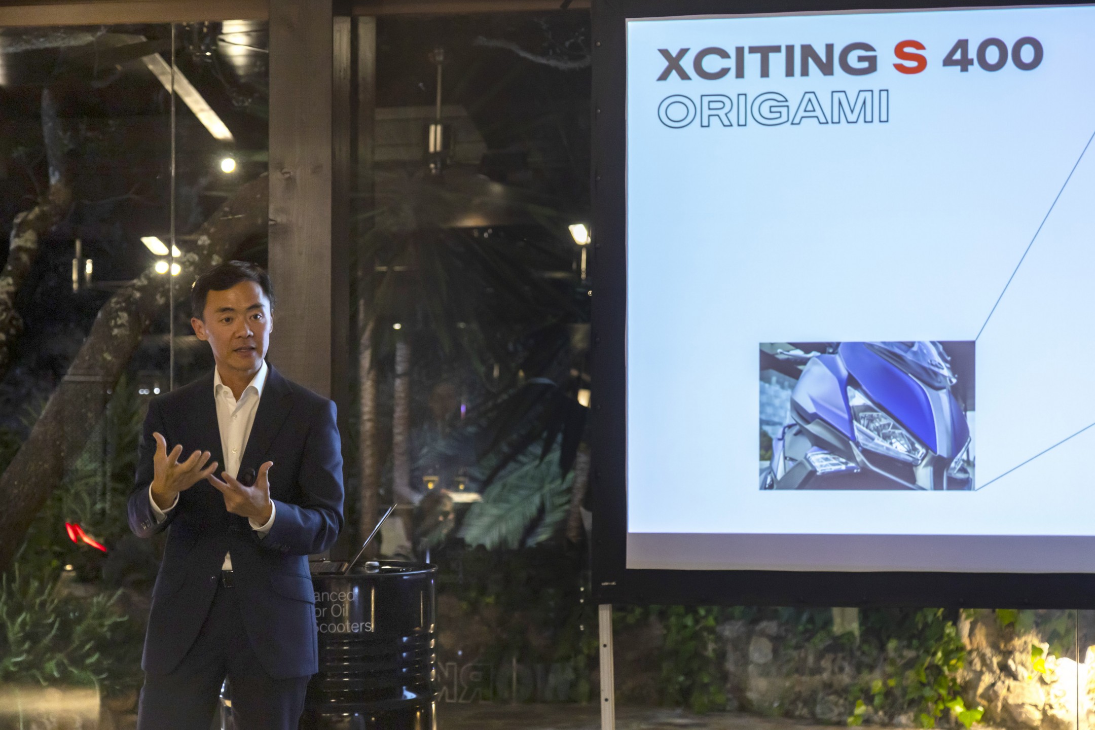 Carlos Wang, director general de KYMCO España, en la rueda de prensa de la Presentación del Xciting S 400, Loja (Granada), 22 de julio 2019. KYMCO España